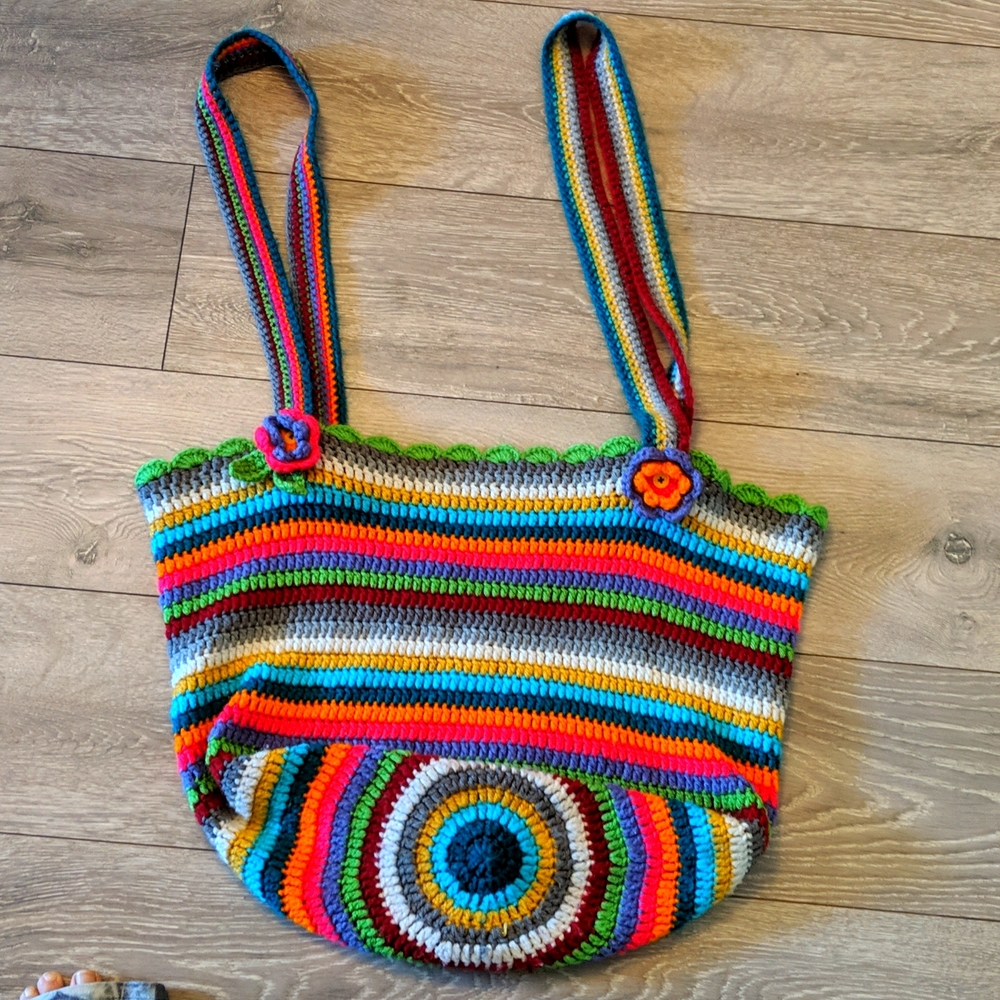 Spring fling Crocheted floral handbag.